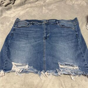 Love & Legend Distressed Blue Mini Skirt